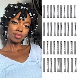 Meigick Perm Rods Set for Short Natural Hair 40Pcs Gray Plastic Cold Wave Rods Hair Curling Rollers Small Size 0.59 Inch For DIY Hairdressing Styling