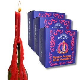 Candlestock Hippie Drippy Drip Candles - Pack of 66 Dripping Taper Candles - Wine Bottle Melting Candle (Red)
