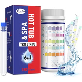 Pawfly 6 in 1 Hot Tub Test Strips, Spa Pool and Hot Tub Test Strips, 150 Quick and Accurate Strips, Hot Tub Water Testing Kit for pH Free Chlorine Total Chlorine Hardness Bromine & Alkalinity