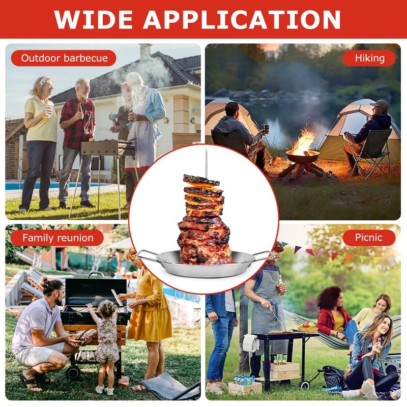 Stainless Steel Al Pastor Vertical Skewer for Grill, Brazilian Vertical