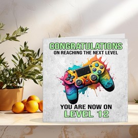 12th Birthday Gamer Birthday Card - 12 Year old twelve twelvth Gaming Happy Birthday Card Teenager Boys 145 x 145mm