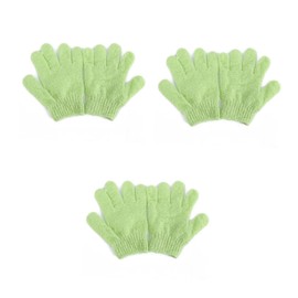 Beavorty 6 pcs Exfoliating Bath Gloves for Shower Body Scrub Stretchy Nylon Shower Gloves with Lanyard Machine Washable Suitable for Men Women Green