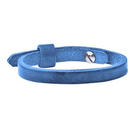 Quiges Soft Italian Cowhide Leather Bracelet Azure Blue 17-20 cm Adjustable with Stainless Steel Adjustment Clasp for 12 mm Mini Coin Holder, Leather