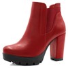 Allegra K Women Chunky High Heel Platform Zipper Red Chelsea