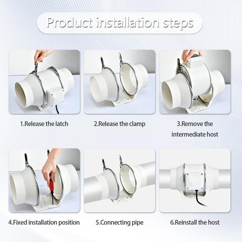 Qofioeuo 4 Inch Inline Duct Fan, 220m³, with 5ft Duct