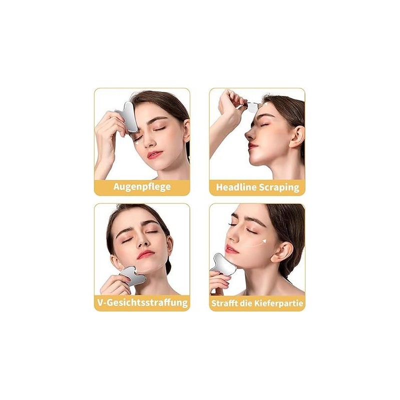 BOOSEN 3 Piezas Gua Sha de Acero Inoxidable, Herramienta Gua