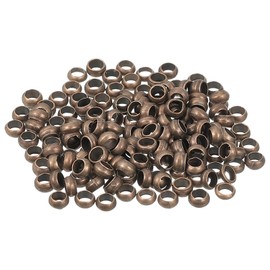 uxcell - 200 abalorio redondas para engarzar, de latón de 4 mm, abalorio sueltas de metal con extremos de abrazadera de metal para hacer pulseras, joyas, manualidades, bricolaje, bronce rojo