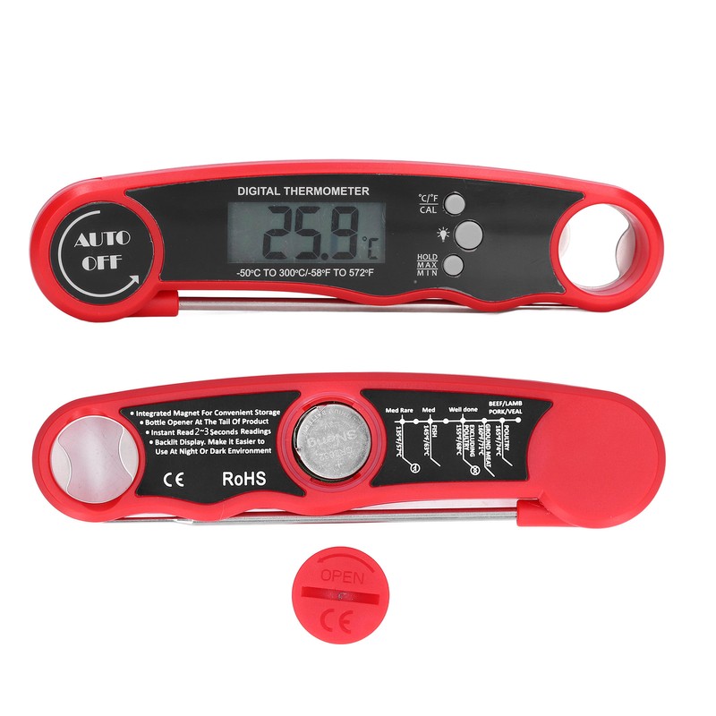 Food Thermometer Waterproof 304 Stainless Steel Folding Probe Fast Meat
