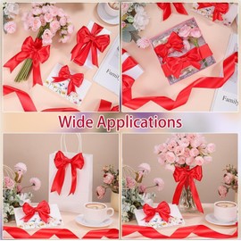 MMSZHL Listón Satinado para Regalos, Cinta para Envolver Regalos 2 cm Ancho x 91 Metros Largo, Moños para Regalo, Acabado Brillante, Ideal para Bodas, Cumpleaños, Decoración (Rojo)