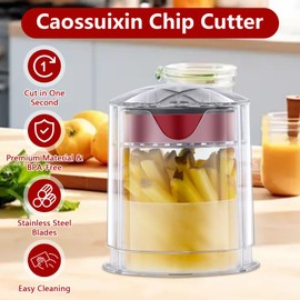 Caossuixin Potato Chipper,Professional Chip Cutter with 2 French Fry Cutter,Stainless Steel Vegetable Chipper and Fruit&Potato Slicer,Fast Chip Maker for French Fries - Kitchen Tools & Gadgets