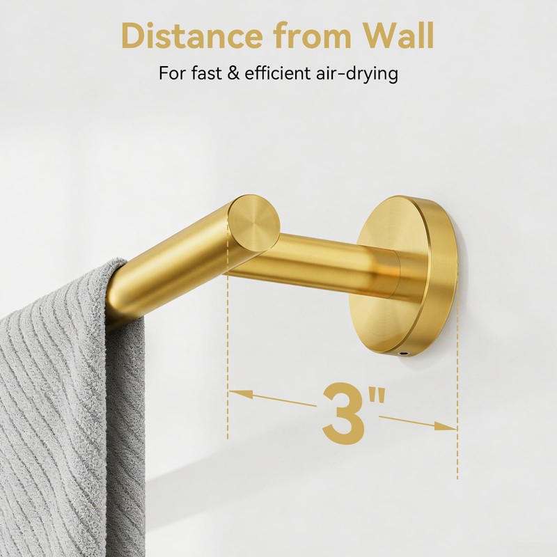 Brushed Gold Towel Bar, 30 Inch Towel Rack for Bathroom