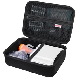 BOVKE Hard Case for Smart Nebulizer for Breathing Problems, Desktop Inhaler Nebulizer for Home Use, Storage Bag for Digital Asthma Nebulizer Machine for Adults and Kids, Space for Masks, Black+Black
