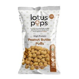 Lotus Pops - High Protein Peanut Butter Puffs - High Protein Vegan Snacks | Plant Protein | Not Fried | Paleo | Non GMO | (Peanut Butter 2oz Single Pack)