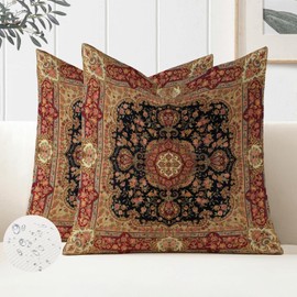 Miuyunya Set of 2 Bohemian Cushion Covers, 40 x 40 cm, Outdoor Cushion, Weatherproof, Boho Cushion Cover, Sofa Cushion, Decorative Cushion, Waterproof, Indian Decorative Cushion Cover for Garden Sofa