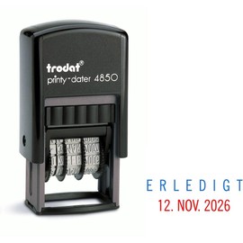 Trodat 4850 Professional Date Stamp with 2-Colour Ink Pad Blue/Red + Choice of Text [German Language]