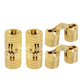 10mm Hidden Brass Barrel Hinges 4PCS, Concealed Box Hinges Invisible Furniture Hinges 180 Degree Opening Angle Cabinet Hinges for DIY Jewelry Box Hand Craft (10mm / 0.39 inch)