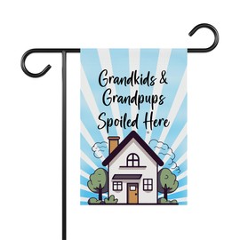 GavinsDesigns Grandkids And Grandpups Spoiled Here Garden Flag - Welcom To Grandkids & Grandpups House - Garden Flag 12 X 18 Inch Double Sided -Gifts For Mothers Day- Birthday- Christmas