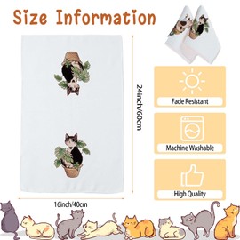 TAGDANK Cute Cat Kitchen Towels Set of 2, Cat Kitchen Accessories, Cat Lover Gifts for Women, Cats Decoration for Cat Mom, Cute Hand Towels Decorative Set for Kitchen & Bathroom, 16×24 Inch