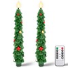 shuangjishan Christmas Tree Flameless Candles: 2Pcs LED Taper Christmas Candles