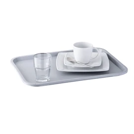 APS Fast Food-Tablett, bruchsicheres und spülmaschinenfestes Serviertablett, Made in Germany, 35 x 27 cm, Höhe 2 cm, grau