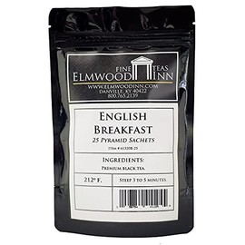 Elmwood Inn Fine Teas, English Breakfast Keemun Black Tea, 25 Pyramid Sachet Tea Bags
