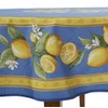 Occitan Imports Citrons Bleu Round French Tablecloth, Uncoated Cotton, 71