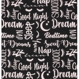 100% Cotton Flannel Fabric Sold by The Yard 1 Yard = 36 in. Length (Sleeping WorSleeping Words Pink/Black)
