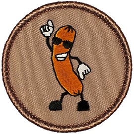 Dancing Hot Dog Patrol Patch - 2" Round! (Sew-on)