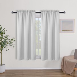 Hiasan Thermal Insulated Room Darkening Curtains, Rod Pocket Sun Blocking Energy Saving Blackout Curtains for Living Room, W42 x L54, Greyish White, 2 Panels