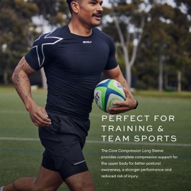 2XU Men's Core Compression T-Shirt - Enhance Performance and Recovery - Black/Silver - Size X-Large