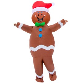 JYZCOS Inflatable Gingerbread Man Costume Adult Size Women Men Blow Up Funny Xmas Christmas Fancy Dress