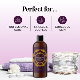Aromatherapy Sensual Massage Oil for Couples - Relaxing Lavender Massaging Oil for Massage Therapy with Vitamin E Jojoba & Sweet Almond - Naturally Scented Vegan Non GMO & Gluten Free (16 Fl Oz)