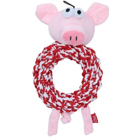 AB Tools Dog Knottie Ring Pig in Blanket Plush Rope Squeaky Play Toy