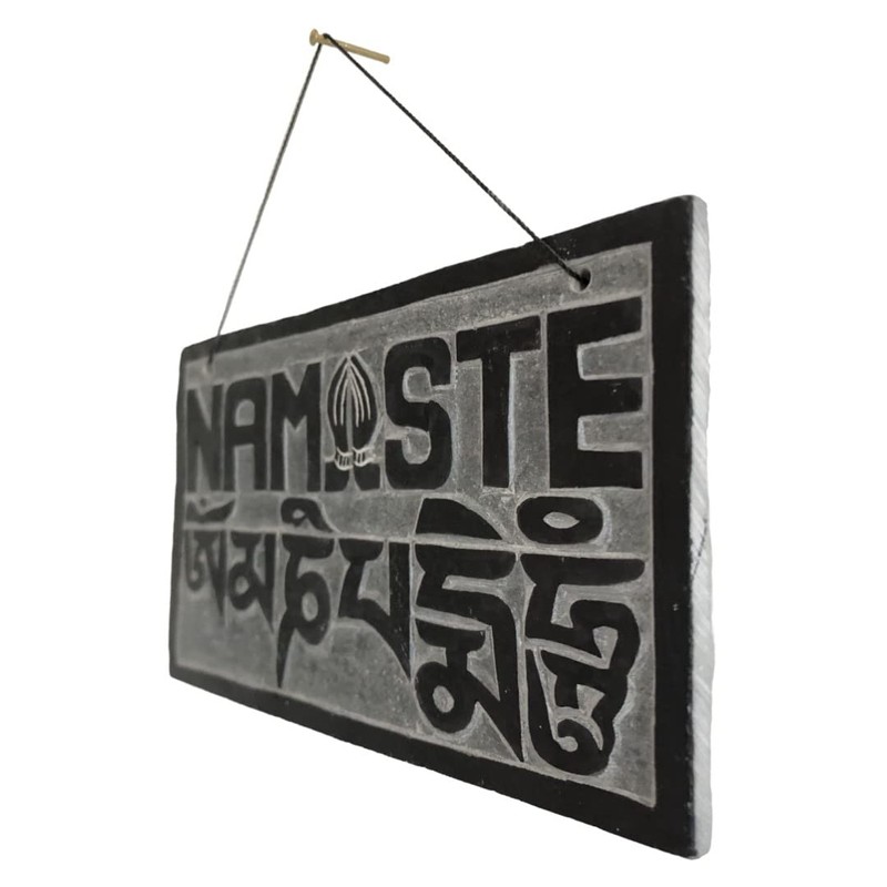 14cm Fair Trade Nepalese Stone Om Sign Namaste Stone Sign