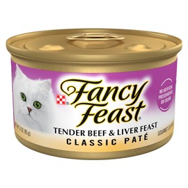 Purina Fancy Feast Tender Beef and Liver Feast Classic Grain Free Wet Cat Food Pate - (Pack of 24) 3 oz. Cans