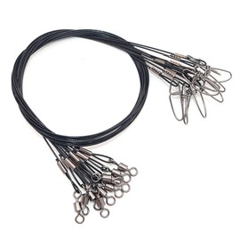 VOANZO 20 Pcs Stainless Steel Fishing Line with Swivel and Snap Fasteners High Strength 155lb Heavy Duty 19" Black