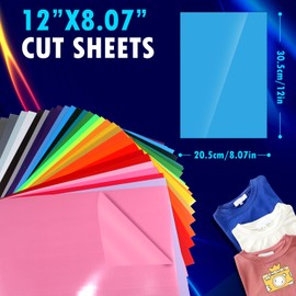 moinkerin Pack of 32 Plotter Film Textile 30.5 x 20.5 cm Flex Film Plotter Textile Iron-On Film for Plotting for T-Shirts, Clothing, Hats or Other Fabrics