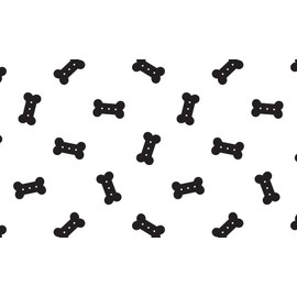 FloorPops Bones Black and White Washable Mat, FPW6129