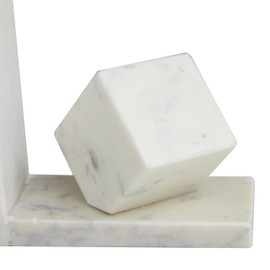 CosmoLiving by Cosmopolitan Marble Geometric Cube Bookends, Set of 2 6"W, 6"H, White
