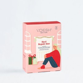 VOESH Heel Repair Duo, Solemate Heel Repair Balm & Moisturizing Heel Socks, Cracked Heel Stick Balm, Foot Care for Men & Women, at-Home Foot Care, Fuzzy Heel Socks, Toeless Spa Socks (Holiday)