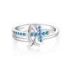 STARCHENIE Aquamarine Cross Ring 925 Sterling Silver Christian Fish Ichthus