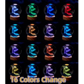 3D Axolotl Crystal Ball Night Light, Upgraded 3.15 Inch Gamepad Axolotl Lamp with LED Wooden Base, 16 Colors Change with Remote Control, Birthday Christmas Gifts for Friends (Axolotl - C)