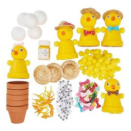 VBS Craft Set Clay Pot Chick 5 Pieces 10 cm Creative Set Terracotta Pots Craft Flower Pot Spring Decoration