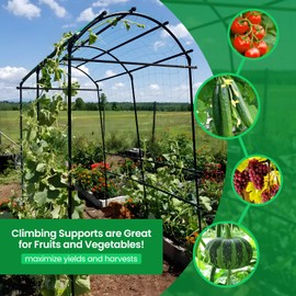 FAHKNS Garden Arch Trellis 7FT Extra Tall, Garden Trellis for Climbing Plants Outdoor, Polyethylene-Coated Stainless Steel Cucumber Trellis with Clips Trellis Netting