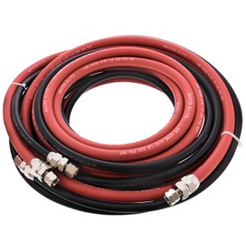 Master Elite Series 25 Foot Air and Fluid Hose Assembly Set with Fittings for Spray Guns, Paint Pressure Pot Tanks, Professional Heavy Duty - Air 3/8" NPS, 5/16" ID & Fluid Hose 1/4" NPS, 1/4" ID