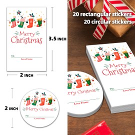 Christmas Stickers for Women Girls Friends, 40 Pcs Xmas to and from Name Tags Stickers, Christmas Round Labels for Xmas Present Wrapping - A01