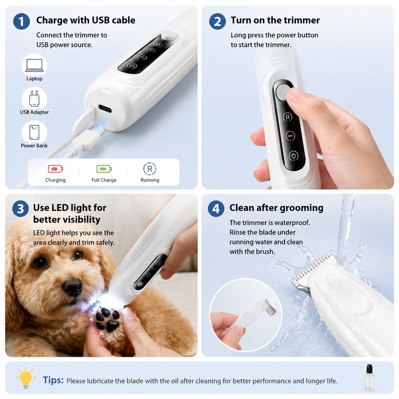 Upgraded Version Pet Paw Trimmer with LED Light – Precise