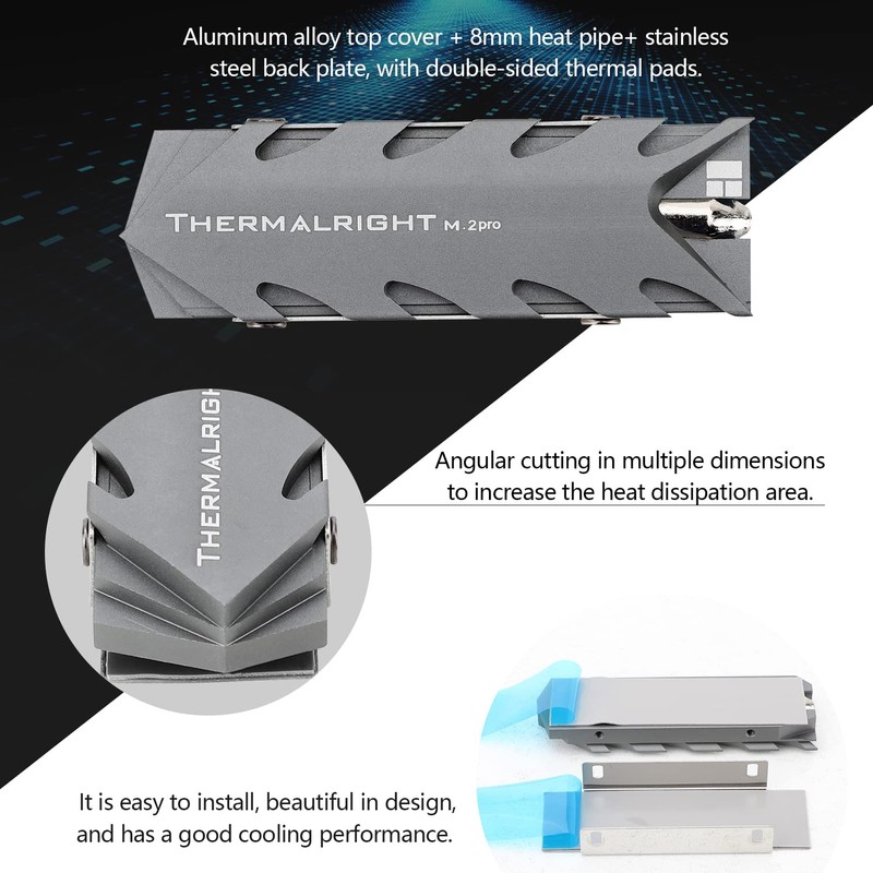 Thermalright M.2 Pro 2280 SSD Heatsink,8mm Heatpipe, High Performance Double