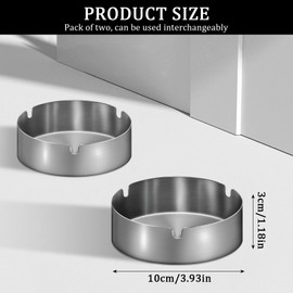 Minfuerang Pack of 6 Stainless Steel Ashtrays, Cigar Ashtrays for Home, Outdoor, Patio, Car, Sturdy, Waterproof, Windproof (Pack of 6)