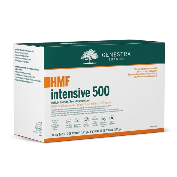 Genestra Brands - HMF Intensive 500 - Probiotic Formula - Supports Gastrointestinal Health and a Favourable Gut Flora - 30 Sachets (5 Grams Powder Each)
